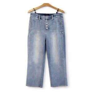 Judy Blue Wide Leg Crop Denim Jeans 9/29 High Rise Stretch Button Fly